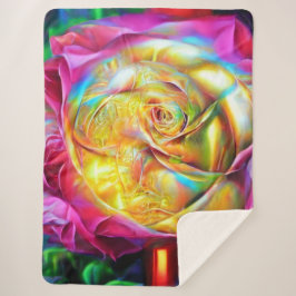 レインボーサイケデリックバラ シェルパブランケット