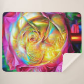 レインボーサイケデリックバラ シェルパブランケット (正面(横))