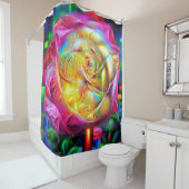 レインボーサイケデリックバラ シャワーカーテン (インサイチュ)
