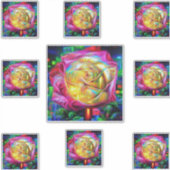 レインボーサイケデリックバラ シール (正面)