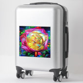 レインボーサイケデリックバラ シール (スーツケース)
