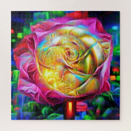 レインボーサイケデリックバラ ジグソーパズル (縦)