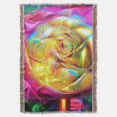 レインボーサイケデリックバラ スローブランケット (正面縦)