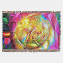 レインボーサイケデリックバラ スローブランケット