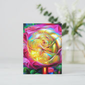 レインボーサイケデリックバラ ポストカード (スタンド正面)