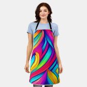 レインボーサイケデリック渦 エプロン (着用した状態)