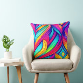 レインボーサイケデリック渦 クッション (椅子)