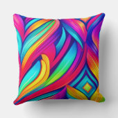 レインボーサイケデリック渦 クッション (裏面)