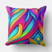 レインボーサイケデリック渦 クッション (正面)