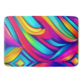レインボーサイケデリック渦 バスマット