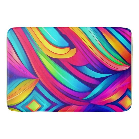 レインボーサイケデリック渦 バスマット (正面)