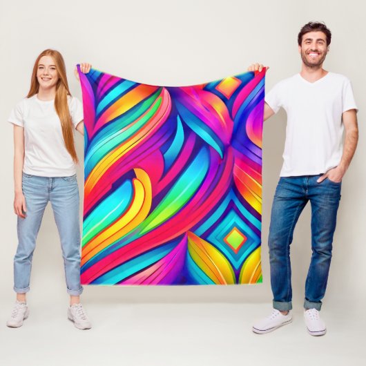レインボーサイケデリック渦 フリースブランケット (インサイチュ)