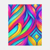 レインボーサイケデリック渦 フリースブランケット (正面)