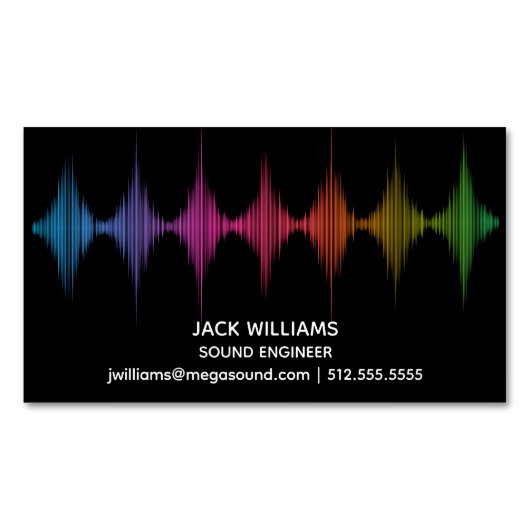 レインボーサウンドウェーブエンジニアミュージックプロデューサーBlack マグネット名刺 (正面)