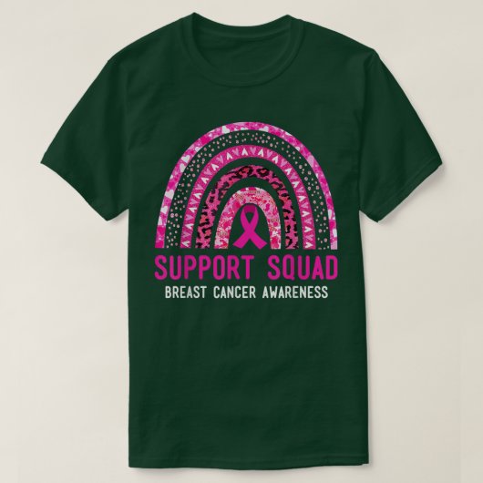 レインボーサポートスクワッド乳がん認識度ピンク Tシャツ (デザイン正面)
