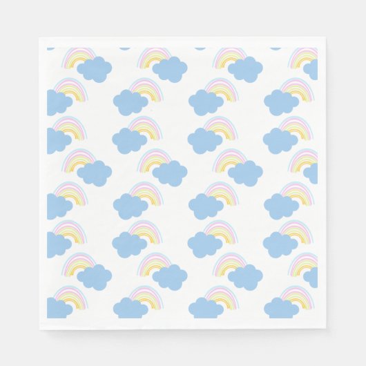 レインボーサマークラウズパステルスクライブラードゥードル スタンダードランチョンナプキン (正面)