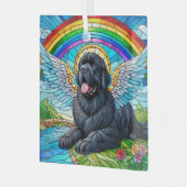 レインボーサンキャッチャーのブラックニューファンドランド・エンジェル ガラスオーナメント (正面左)