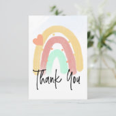 レインボーサンキュースクリプトカラフルハートとドット カード (スタンド正面)