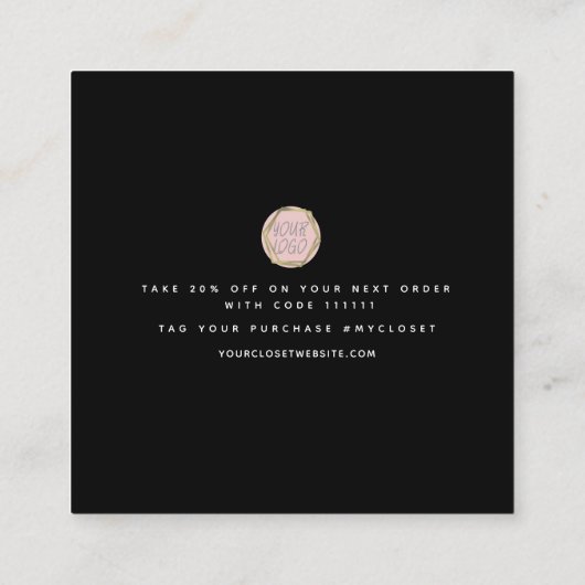 レインボーサンキューハートブティック美しい スクエア名刺 (裏面)