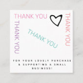 レインボーサンキューハートブティック美しい スクエア名刺 (正面)