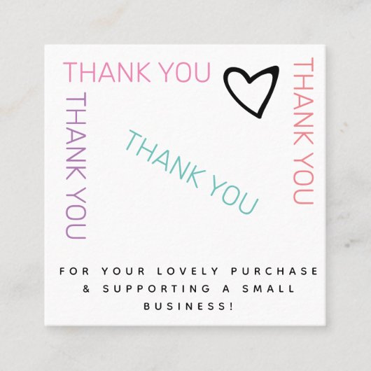 レインボーサンキューハートブティック美しい スクエア名刺 (正面)