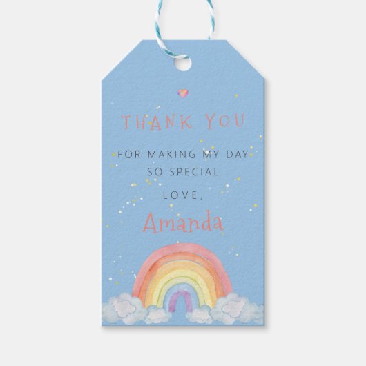 レインボーサンキューバースデーパーティー好意ギフトラベル ギフトタグ (正面)