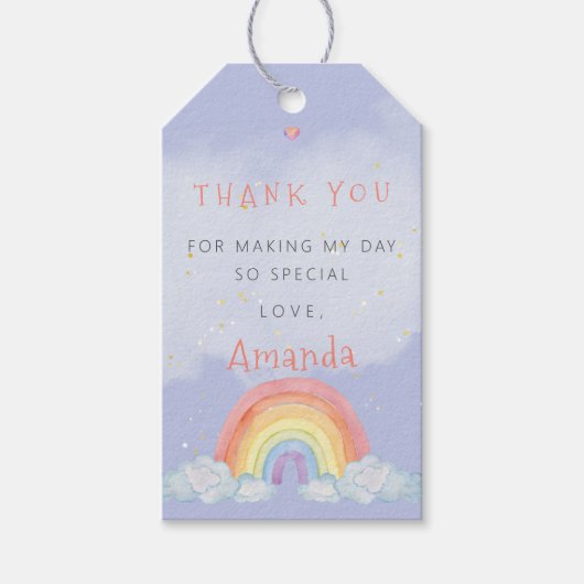 レインボーサンキューバースデーパーティー好意ギフトラベル ギフトタグ (正面)