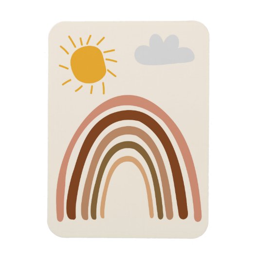 レインボーサンクラウド、子供の絵、ボヘミアン抽象芸術 マグネット (縦)