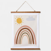 レインボーサンクラウド、子供の絵、ボヘミアン抽象芸術 吊り下げ型タペストリー (正面)