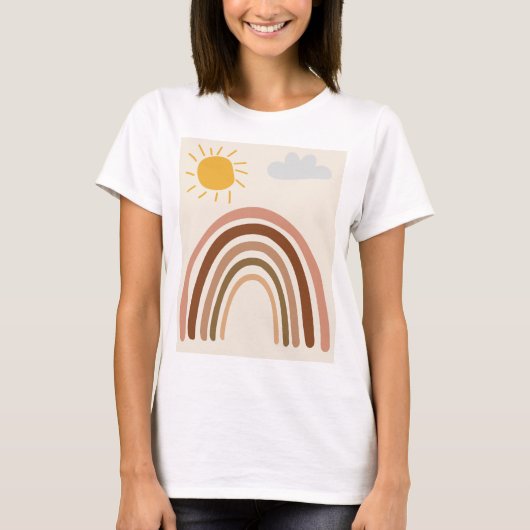 レインボーサンクラウド、子供の絵、ボヘミアン抽象芸術 Tシャツ (正面)