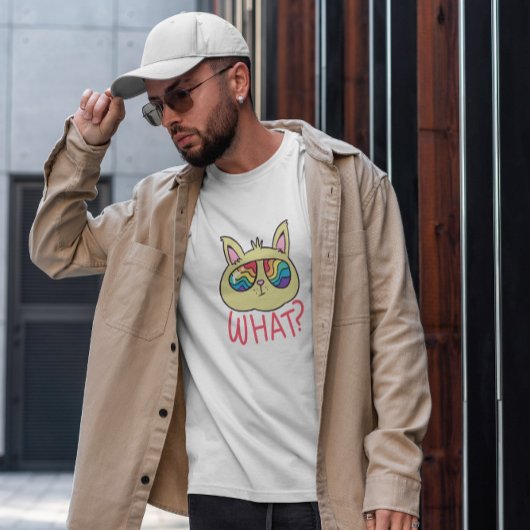 レインボーサングラスに入った猫 Tシャツ