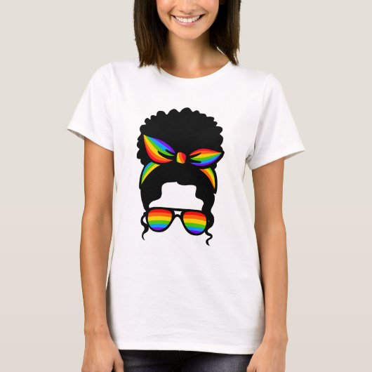 レインボーサングラスLGBTプライド Tシャツ (正面)