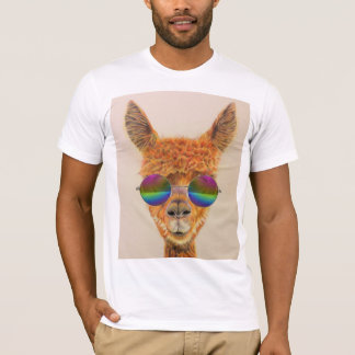 レインボーサングラスTシャツティー付ラマ Tシャツ