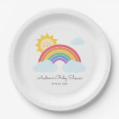 レインボーサンシャインベビーシャワーまたは誕生日 ペーパープレート (正面)