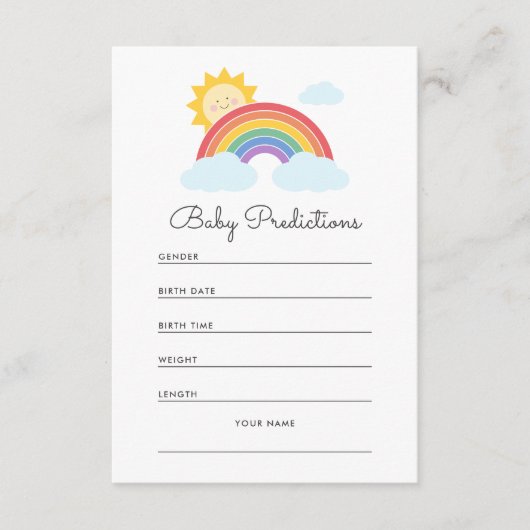 レインボーサンシャインベビーシャワー予測 エンクロージャーカード (正面)