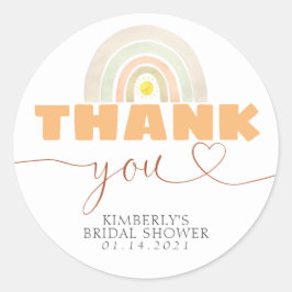 レインボーサンシャインボホベイビーシャワーありがとう ラウンドシール