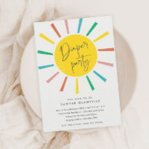 レインボーサンスクリプトモダンおむつパーティーベビーシャワー