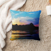 レインボーサンセットオンマウンテンレイク クッション (ブランケット)