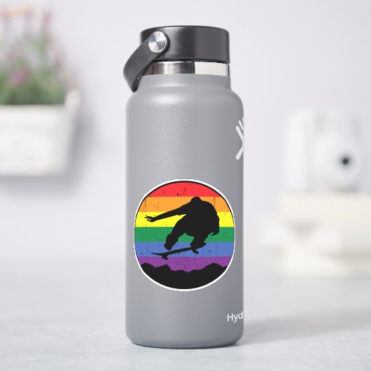 レインボーサンセットスケートボード4"キスカットビニル シール (HydroFlask)