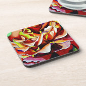 レインボーサンセットバラウォーターカラーオリジナルアート コースター (左側)