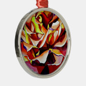 レインボーサンセットバラウォーターカラーオリジナルアート メタルオーナメント (右)