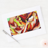 レインボーサンセットバラウォーターカラーオリジナルアート 長方形シール (封筒)