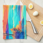 レインボーサンセットビーチ キッチンタオル (四つ折り)
