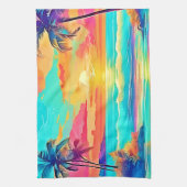 レインボーサンセットビーチ キッチンタオル (縦)