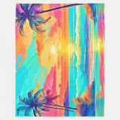 レインボーサンセットビーチ フリースブランケット (正面)