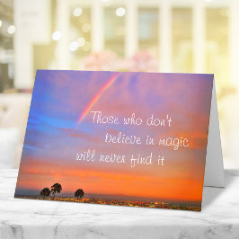 レインボーサンセット信じフォトイン魔法引用文スクリプト カード