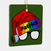 レインボーサンタハット(眼鏡あり) セラミックオーナメント (右)