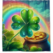 レインボーサンパトリックの日のクローバー シャワーカーテン (正面)