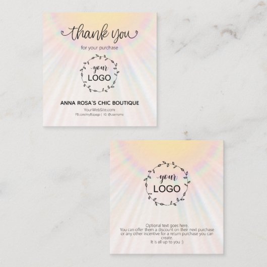 *~*レインボーサンビームハートありがとう エンクロージャーカード (正面/裏面)