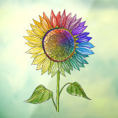 レインボーサンフラワーアートサマーカラフルマーフローラプライド ウィンドウサイン (シート3)